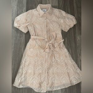 Embroidered Sam Edelman Eyelet Dress with Tie Waist size 4
